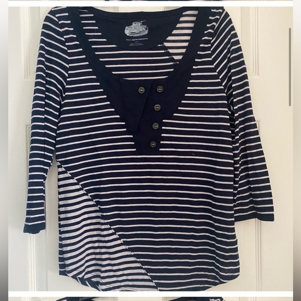 Pilcro and the Letterpress top stripes Anthropologie size Large. Button mixed